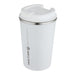 Carry Cup Newport Double Wall Vacuum Tumbler - 350ml - A drink bottle with a double wall design, featuring a white exterior, stainless steel rim, and a lid. Includes a logo.