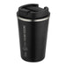 Carry Cup Newport Double Wall Vacuum Tumbler - 350ml - A drink bottle in matte black with a stainless steel lid and a logo on the side. It has a double wall vacuum design.