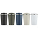Carry Cup Newport Double Wall Vacuum Tumbler - 350ml - A drink bottle collection featuring five double wall vacuum tumblers in black, olive green, navy, beige, and white, each with a lid.
