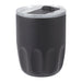 Carry Cup Olla Vacuum Coffee Cup w/ Ceramic Liner - 300ml - A drink bottle in matte black with a transparent lid and a textured design. It includes a logo.