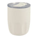Carry Cup Olla Vacuum Coffee Cup w/ Ceramic Liner - 300ml - A drink bottle in cream with a clear lid, featuring a ceramic liner. Includes a branding logo.