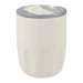 Carry Cup Olla Vacuum Coffee Cup w/ Ceramic Liner - 300ml - A drink bottle in cream with a transparent lid and a logo, featuring a smooth, rounded design.