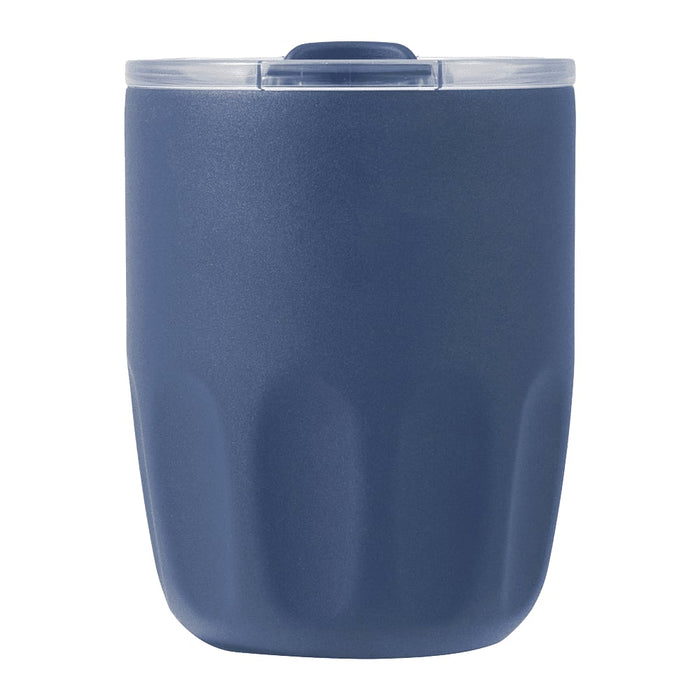 Carry Cup Olla Vacuum Coffee Cup w/ Ceramic Liner - 300ml - A drink bottle in navy blue with a clear lid and a ceramic liner, featuring a simple design and logo.