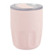 Carry Cup Olla Vacuum Coffee Cup w/ Ceramic Liner - 300ml - A drink bottle in soft pink with a clear lid, featuring a ceramic liner and a logo.