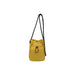 Lightweight Shoulder Phone Bag - A lightweight yellow shoulder bag with a black and white strap and a drawstring closure.
