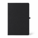 NFC A5 Smart Notebook - A black A5 notebook with a smooth cover and a closure strap, featuring a logo on the front.