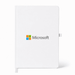 NFC A5 Smart Notebook - A white A5 smart notebook with a logo on the front cover, featuring a clean design and a ribbon bookmark.