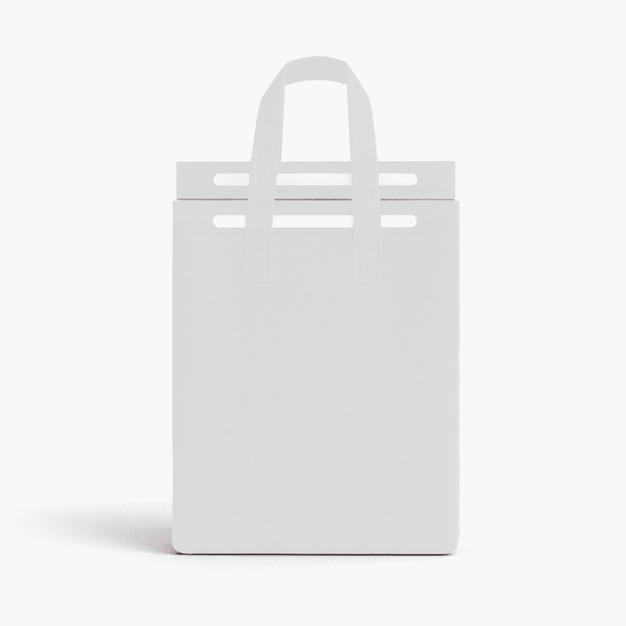 13L Insulated Reusable Bag - A white insulated reusable bag with two handles, featuring a simple design. It has a logo on the front.
