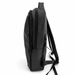 Tessa Soft PU Backpack - A black soft PU backpack featuring a slim profile and multiple zippered compartments. It includes adjustable straps and a logo.