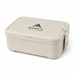 Stack & Go Lunchbox - A cream-coloured lunchbox with a logo, featuring a secure locking lid and sturdy design.