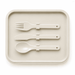 Stack & Go Lunchbox - A beige tray featuring a fork, knife, and spoon, all with a sleek, modern design. The tray has a subtle logo.