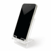 DIY Acrylic Phone Stand - A clear acrylic phone stand displaying a smartphone in an upright position.