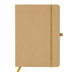 Discovery A5 Notebook - A cardboard-coloured A5 notebook featuring a textured cover, an elastic closure, and a bookmark ribbon.