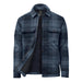 Men's Highland Sherpa Lined Plaid Jacket - A men's plaid jacket in navy with a sherpa lining and button-up front, featuring chest pockets and a collar.