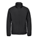 Men's Athabasca Thermal Jacket - A black thermal jacket with a high collar and front zip, featuring pockets and a logo.