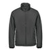 Men's Athabasca Thermal Jacket - A thermal jacket in dark grey, featuring a zip front and a stand-up collar, with side pockets and branding.