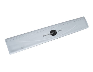 Precision Ruler - A transparent ruler with measurement markings, featuring a logo in the centre. It measures approximately 30 cm in length.