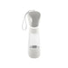 Pet Water Bottle with Food Container - A drink bottle in white with a detachable food container and a built-in carrying strap. It features a logo.