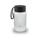 Kyoto Glass Bottle - A drink bottle with a clear glass body and a black lid, featuring a flexible handle.