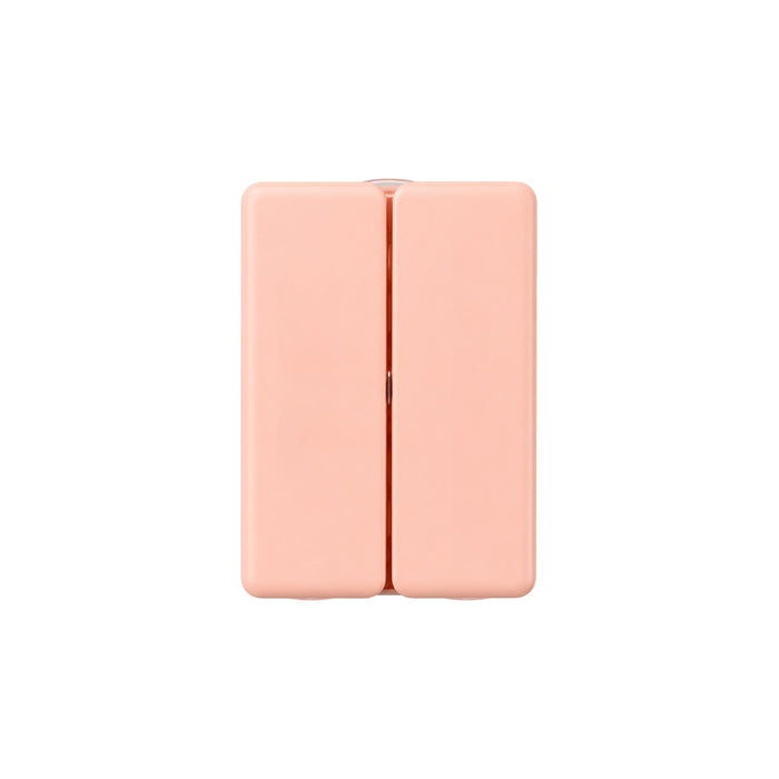 Folding 7 Compartment Pills Box - A folding pills box in a soft pink colour with seven compartments and a logo on the surface.