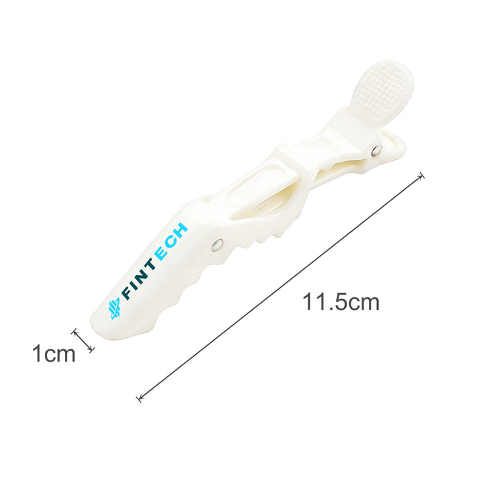 Anti-Slip Positioning Alligator Clip - A white anti-slip positioning alligator clip with a textured grip and a logo. Measures 11.5 cm in length.
