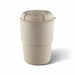Ecco Kuppa – EcoBlend - A drink bottle in a beige eco-friendly material with a ribbed base and a lid, featuring a logo.