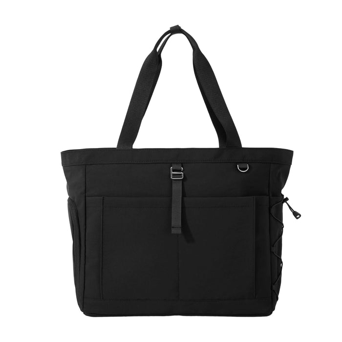 Lightweight Tennis Tote Bag - A black lightweight tote bag with two straps and multiple exterior pockets. Features a logo on the front.