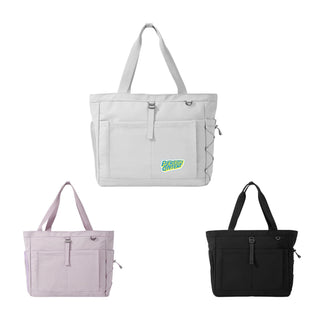 Lightweight Tennis Tote Bag - A lightweight tote bag available in white, pink, and black, featuring a front pocket and a logo.