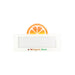 Custom Reusable Acrylic Name Badge - A reusable acrylic name badge in white, featuring a vibrant orange slice design and an area for custom text.