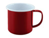 Falcon Enamel 350ml 8cm Two-Tone Mug - A red two-tone enamel mug with a white inner surface and a sturdy handle. It has a branding logo visible.