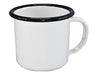 Falcon Enamel 125ml 6cm Espresso Mug - A white enamel espresso mug with a black rim and a sturdy handle, measuring 125ml and 6cm in height.