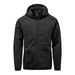 Men's Avalante Full Zip Fleece Hoody - A black full zip fleece hoody featuring a hood and multiple zippered pockets. It has a logo on the front.
