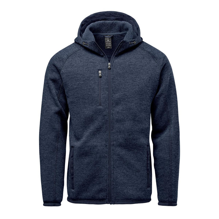 Men's Avalante Full Zip Fleece Hoody - A men's fleece hoody in dark navy with a full zip, featuring a hood and a chest pocket.