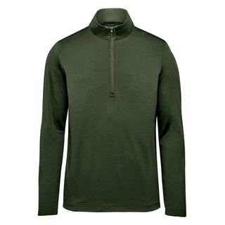 Men's Zermatt 1/4 Zip Pullover - A green men's 1/4 zip pullover with long sleeves and a high collar. It features a small logo on the chest.