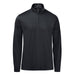 Men's Monterey 1/4 Zip Pullover - A black men's pullover with a 1/4 zip and long sleeves, featuring a branding logo.