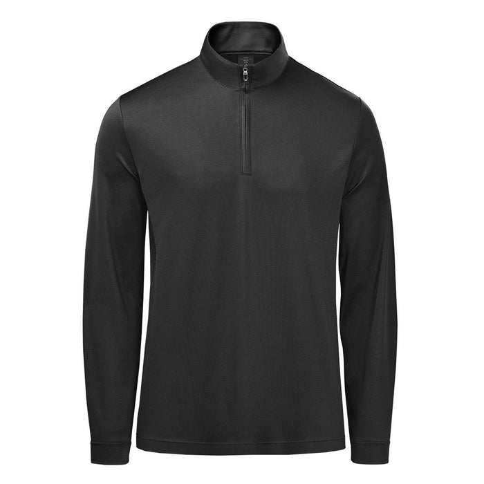 Men's Monterey 1/4 Zip Pullover - A black men's pullover featuring a 1/4 zip and long sleeves, with a simple design and branding.