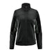 Women's Appaloosa Knit Jacket - A women's black knit jacket with a high collar and zippered front, featuring contrasting panel details and pockets.