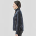 Women's Appaloosa Knit Jacket - A women's navy knit jacket featuring a high collar and zippered pockets, displayed from the side.