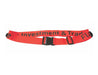 Destination Luggage Strap - A bright red luggage strap featuring adjustable buckles and a logo, designed for securing bags.
