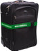 Destination Luggage Strap - A black suitcase secured with a green luggage strap featuring a logo.