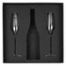 Champagne Flute Gift Set - A black Champagne flute gift set featuring two elegant flutes and a bottle, presented in a sleek black box.