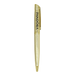 The Rhi Metal Ball Pen - A gold metal ball pen with a clip and a logo on the body.