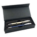 Executive COBRA Metallic MM Gift Set - A black gift box containing two metallic pens: one in cream and one in navy, resting in a foam insert.