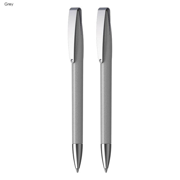 Executive COBRA Metallic MM Gift Set - A gift set featuring two grey metallic pens with sleek silver accents and a branding logo.