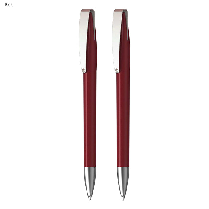 Executive COBRA Metallic MM Gift Set - A set of two metallic red plastic pens with silver accents and a logo visible.