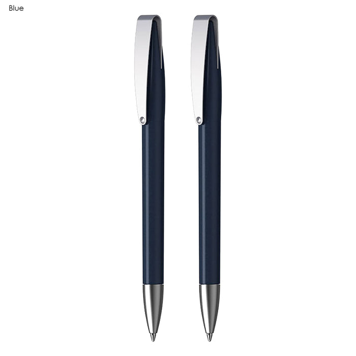 Executive COBRA Metallic MM Gift Set - A set of two blue plastic pens with metallic accents, featuring clips and a logo.