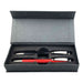 Prestige Pen Gift Set - A pen gift set featuring a black and a red plastic pen, presented in a sleek grey box.