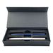 Valorias Elite Pen Gift Set - A gift box containing two metal pens, one silver and one blue, in a padded interior.