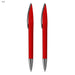 ARCA Luxe Pen Gift Set - A set of two red plastic pens with silver accents and a branding logo on each pen.
