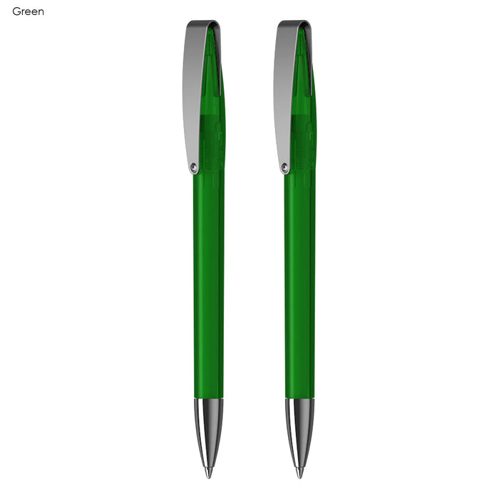 COBRA MM Deluxe Pen Gift Set - A green pen with a glossy finish and a silver clip, featuring two pens in the set.